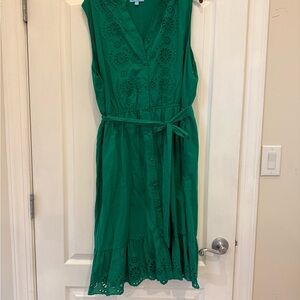 Draper James Green Eyelet Midi Dress